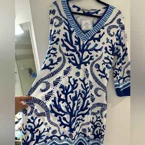 New with tags: Barbara Gerwit - Summer Dress- Navy Blue and White.